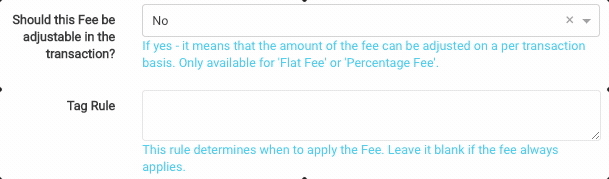 Adjustable fee dropdown